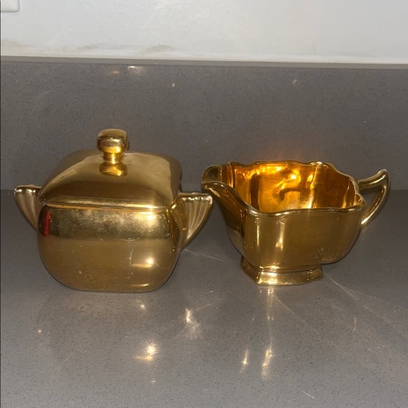 Other - Vintage Brilliant Porcelain 22 Karat Gold Sugar Bowl and Creamer Pitcher Set